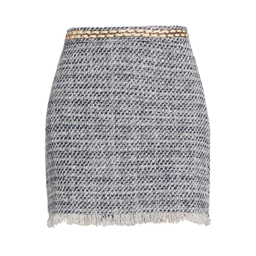 NEW Generation Love Sizes 8, 10, 12 Chainlink Tweed Miniskirt - White Indigo